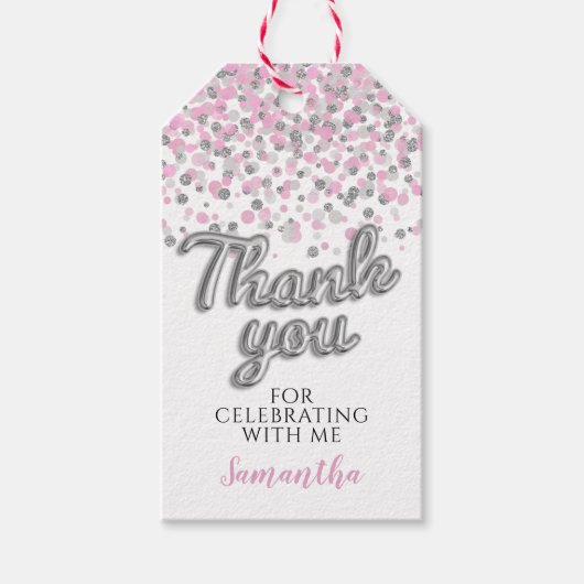 Silver Confetti Cadeau Labels Cadeaulabel (Voorkant)