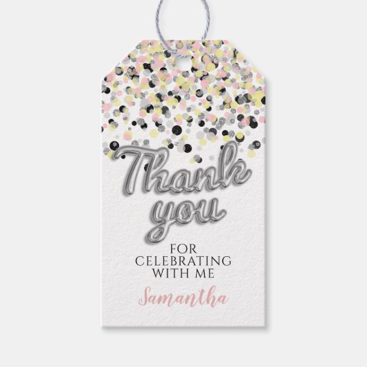 Silver Confetti Cadeau Labels Cadeaulabel (Voorkant)