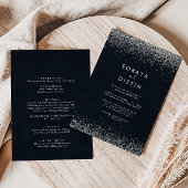 Silver Confetti Calligraphy Back & Front Wedding Kaart