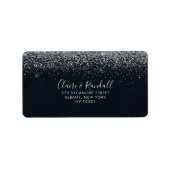 Silver Confetti Calligraphy RSVP Address Etiket (Voorkant)