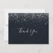 Silver Confetti Calligraphy Wedding Bedankkaart (Voorkant)