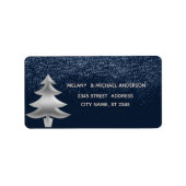 Silver confetti elegant kerstboomfeest etiket (Voorkant)