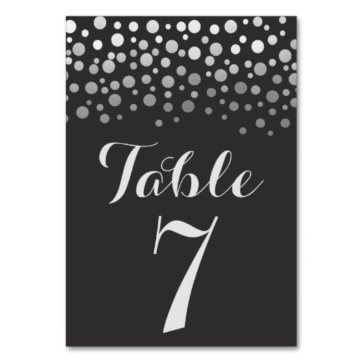 Silver Confetti Élégant Noir Numéro de table (Par défaut)