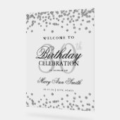 Silver Confetti Glitter 30e verjaardag Welkom Acryl Bord (Hoek)