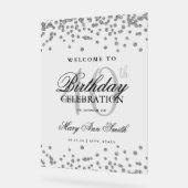 Silver Confetti Glitter 40e verjaardag Welkom Acryl Bord (Hoek)