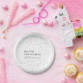 Silver Confetti Glitter Name Merry Kerstry Papieren Bordje (Feest)