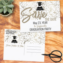 Silver Confetti Graduparty sparen de Datum