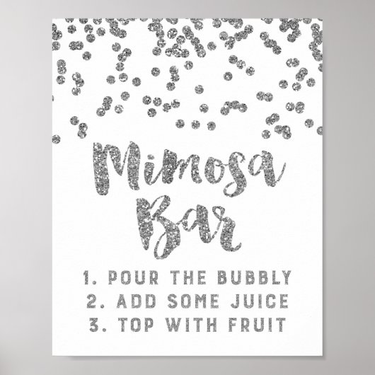 Silver Confetti Mimosa Bar Weddenschap Poster (Voorkant)