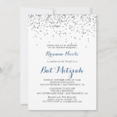 Silver Confetti Minimalist Bat Mitzvah Kaart (Voorkant)