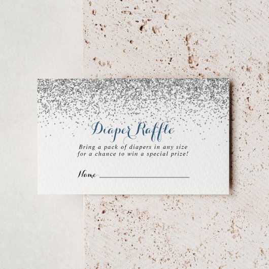 Silver Confetti Minimalist Diaper Raffle Ticket Informatiekaartje