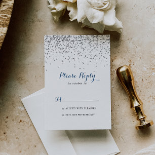 Silver Confetti Minimalistische RSVP Kaartje