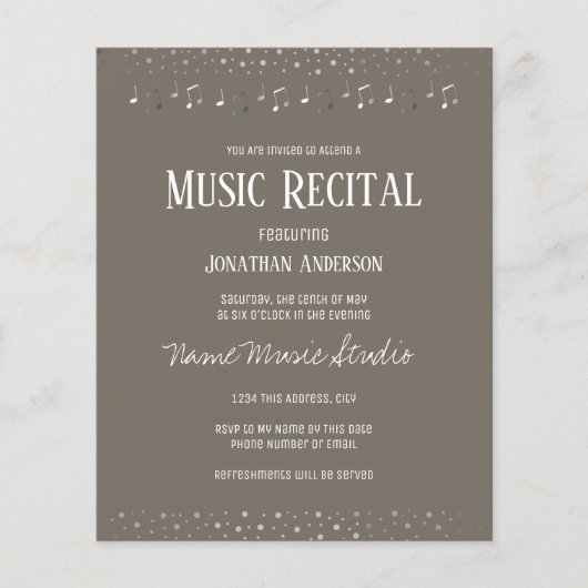 Silver Confetti Music Overweging Budget (Voorkant)