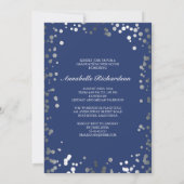 Silver Confetti Navy Blue Elegant Foto Afstuderen Kaart (Achterkant)