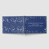 Silver Confetti Navy Elegant Bruiloft Gastenboek (Volledig)