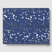 Silver Confetti Navy Elegant Bruiloft Gastenboek (Achterkant)