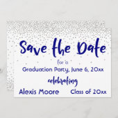 Silver Confetti Navy Typografie Save the Date 2b (Voorkant / Achterkant)