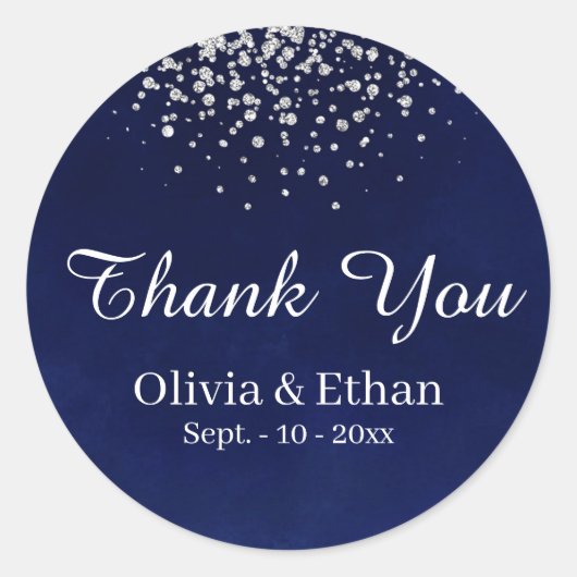 Silver Confetti op Royal Blue Ronde Sticker (Voorkant)