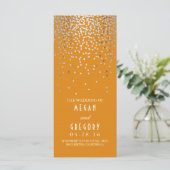 Silver Confetti Oranje Elegant Wedding Programma (Staand voorkant)