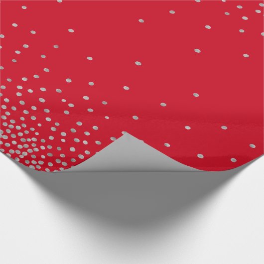 Silver Confetti over Cherry Red vakantiestijl Cadeaupapier (Hoek)