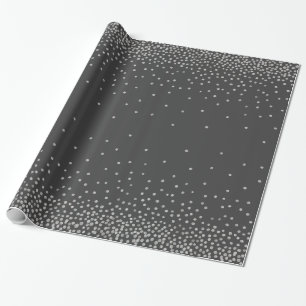 Silver Confetti over donkergrijze feeststijl Cadeaupapier