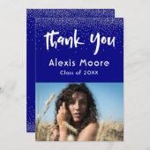 Silver Confetti Over Navy, Foto Afstudeerder 4 Har Aankondiging (Voorkant / Achterkant)