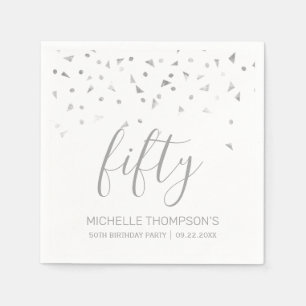 Silver Confetti Persoonlijke 50e verjaardag Servet