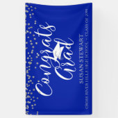 Silver Confetti Script CONGRATS AFSTUDEERDER Royal Spandoek (Verticaal)
