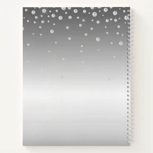Silver Confetti Sparkle Uw foto gepersonaliseerd Notitieboek (Achterkant)