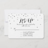Silver Confetti Stippen Bruiloft RSVP (Voorkant)