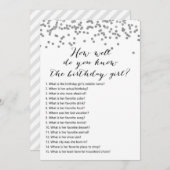 Silver Confetti Verjaardag - Wie kent Verjaardagsm Kaart (Voorkant / Achterkant)