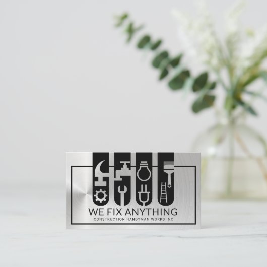 Silver Construction Tool Banners Visitekaartje (Staand voorkant)