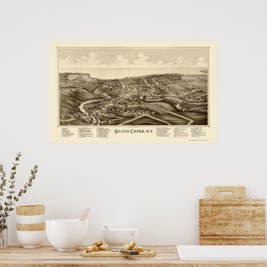 Silver Creek, NY Panoramic Map - 1892 Poster (Keuken)