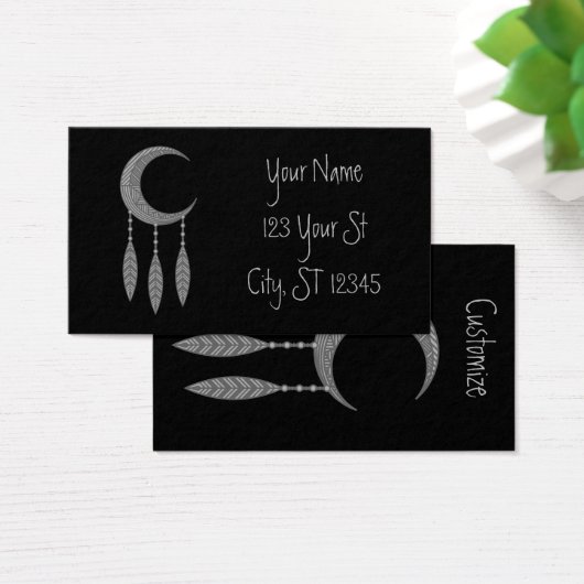 Silver Crescent Moon Feathers (Bureau)