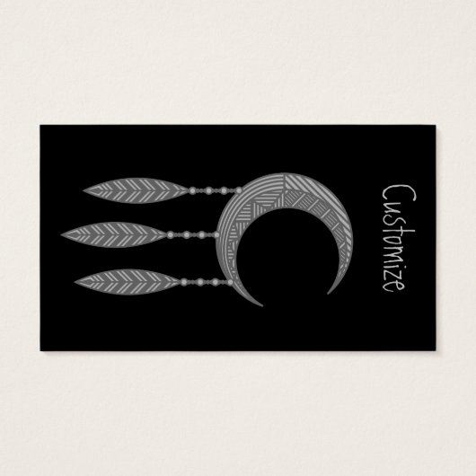 Silver Crescent Moon Feathers (Dos)