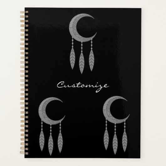 Silver Crescent Moon Feathers (Devant)
