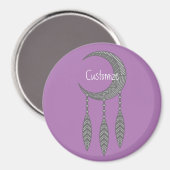 Silver Crescent Moon Feathers Thunder_Cove Magneet (Voorkant / Achterkant)