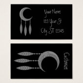 Silver Crescent Moon Feathers Thunder_Cove Visitekaartje (Voorkant /achterkant)