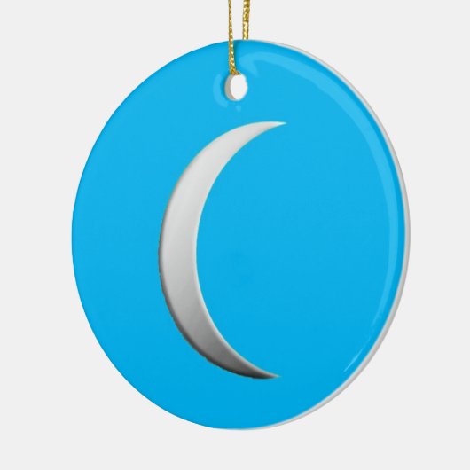 Silver crescent moon - turkooise background keramisch ornament (Links)
