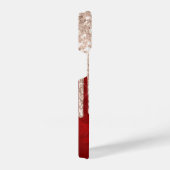 Silver Crimson Glitter Drift op Red Monogram iPhone Hoesje (Rechterkant)