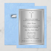 Silver Cross Blue Baptism Christening Kaart (Voorkant / Achterkant)