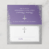 Silver Cross Glitter Paarse Eerste Heilige Communi (Buitenkant ongevouwen)