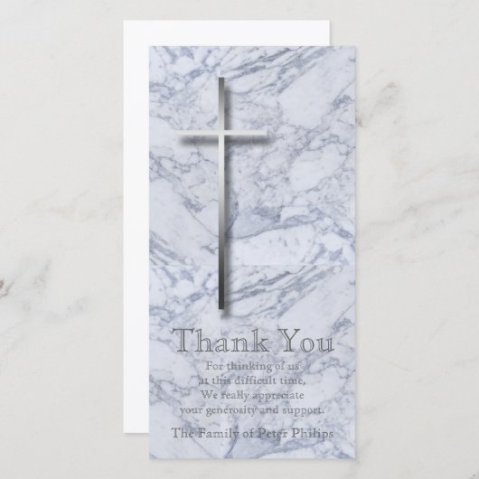 Silver Cross Marble 1 Sympathie Hartelijk dank Bedankkaart (Voorkant / Achterkant)