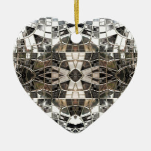 Silver Cross Mosaic Heart Ornament