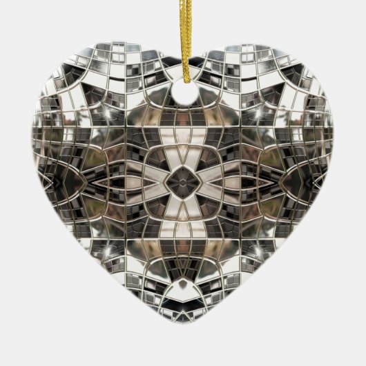 Silver Cross Mosaic Heart Ornament (Voorkant)