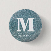 Silver Crystal Custom Name Cadeft Ronde Button 3,2 Cm (Voorkant)