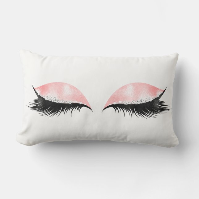 Silver Crystals Glitter Pink Black Makeup Lashes Kussen (Voorkant)