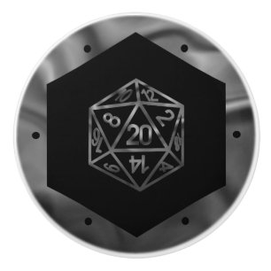 Silver D20 Crit AF PNP Tabletop Role Player Dice Keramische Knop