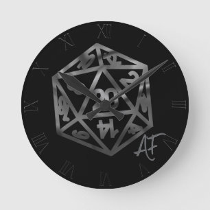 Silver D20 Crit AF   PNP Tabletop Role Player Dice Ronde Klok