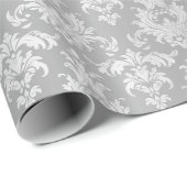 Silver Damask 25th Wedding Jubileum Cadeaupapier (Rol Hoek)