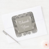SILVER DAMASK Elegant Weddenschap Dank u wel Vierkante Sticker (Envelop)